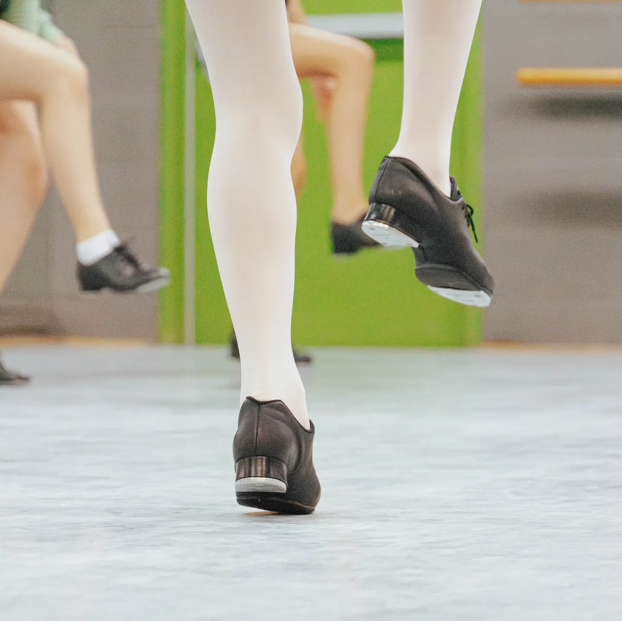 Close-up of dancing with tap shoes.